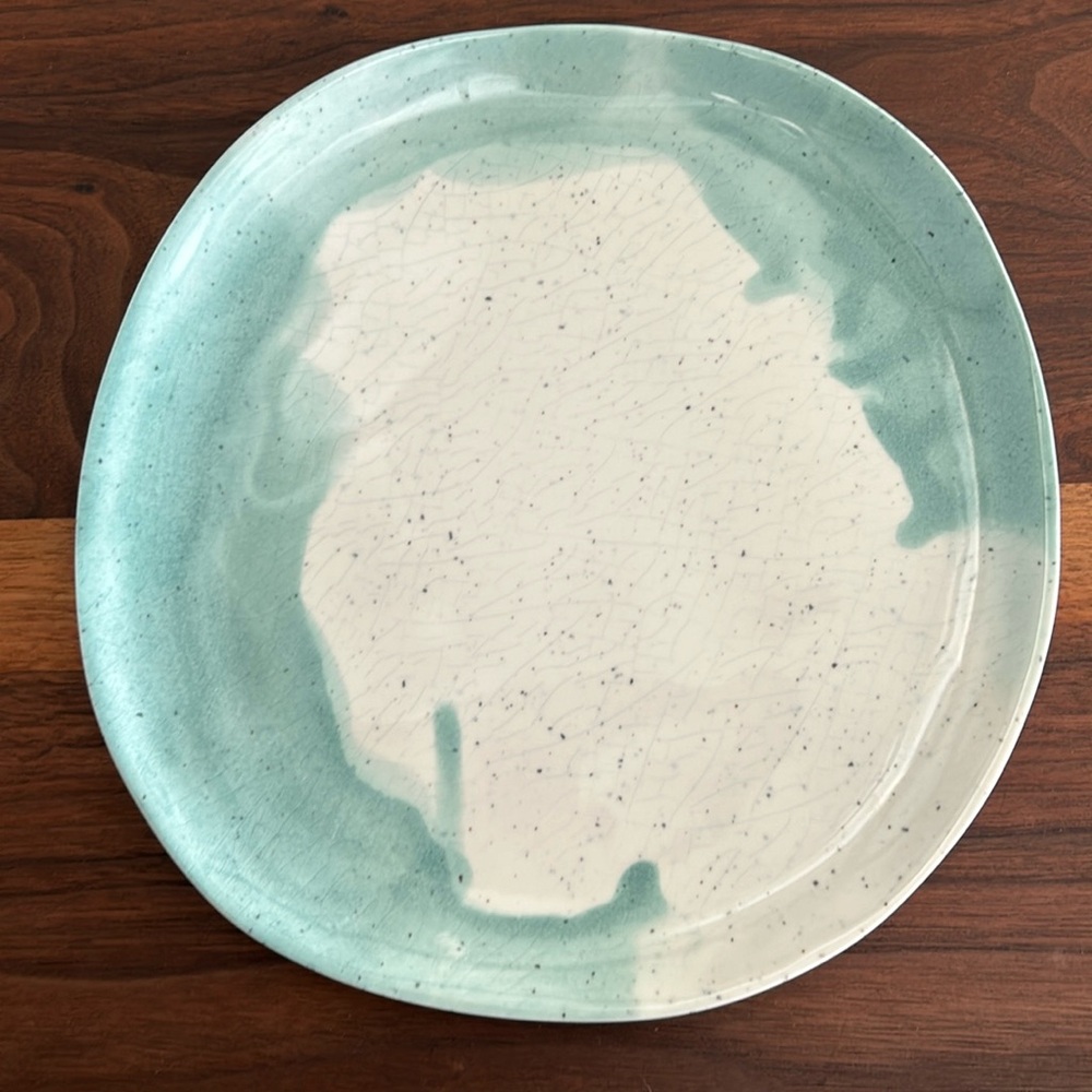 West Elm --Seaside Melamine,Aqua Watercolor 6 dinner plates